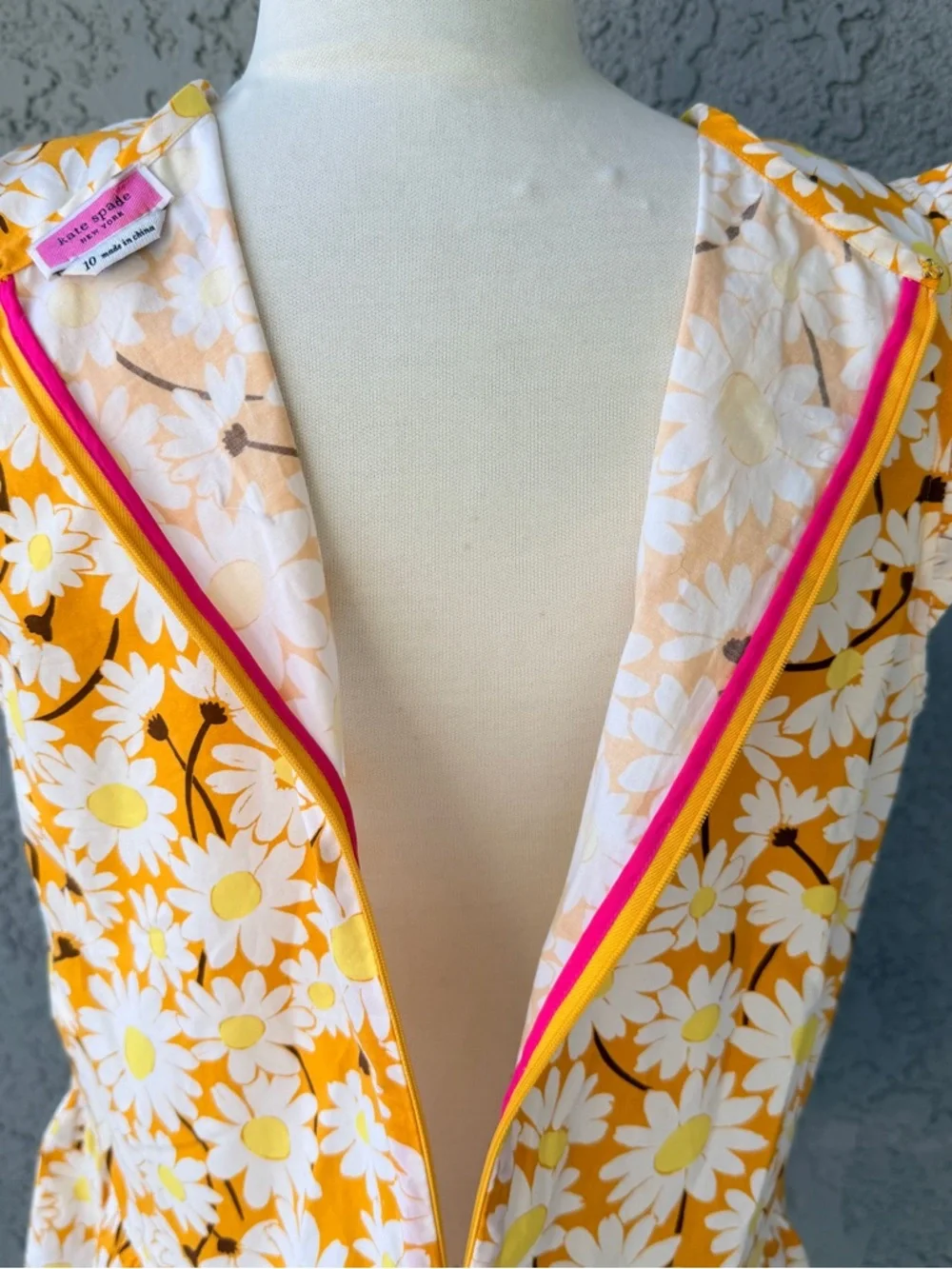 Kate Spade Daisy Peplum Top Floral Sleeveless Yellow White Sz 10